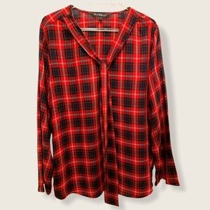 Velvet Heart Buffalo Plaid Long Sleeve Blouse Size L